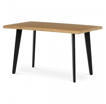 Stôl jedálenský, 130x80x75 cm, MDF doska, dekor divoký dub, kov, čierny lak