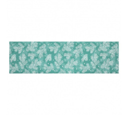 Běhoun sametový, zelený - vánoční bílý vzor, 100% polyester, 40 x 150 cm