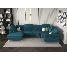 Rohová sedacia súprava MALIBU MAX II s funkciou spania a relaxácie 180x350x182 cm - modrá, Pravá strana
