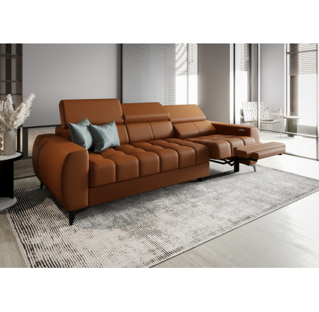 Sofa PORTO III, relax 263 cm prírodná koža - Koňaková koža, Pravá strana