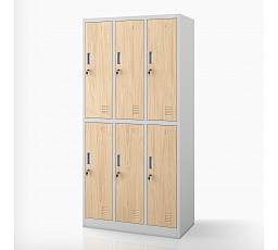 Sociálna šatníková skriňa BHPX šedá / dub sonoma 6-dverová: Eco Design IGORT, 900 x 1850 x 450 mm