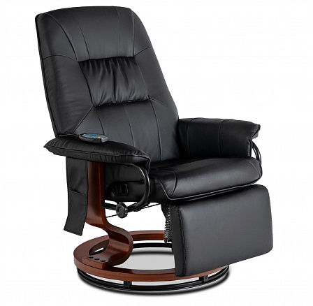 Otočná Masážna Stolička WEST Vyhrievaná Čierna Ekokoža