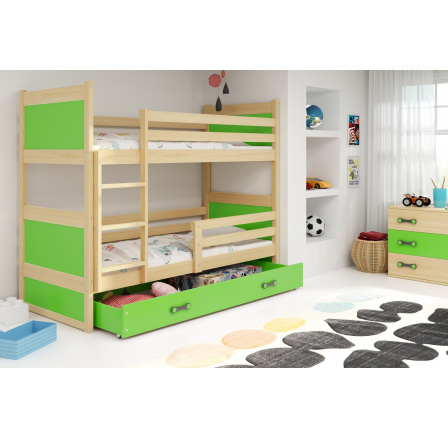 Poschodová posteľ Riky borovica/zelená