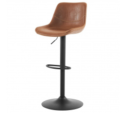 Barová stolička, hnedá ekokoža, čierny kov