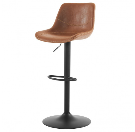 Barová stolička, hnedá ekokoža, čierny kov