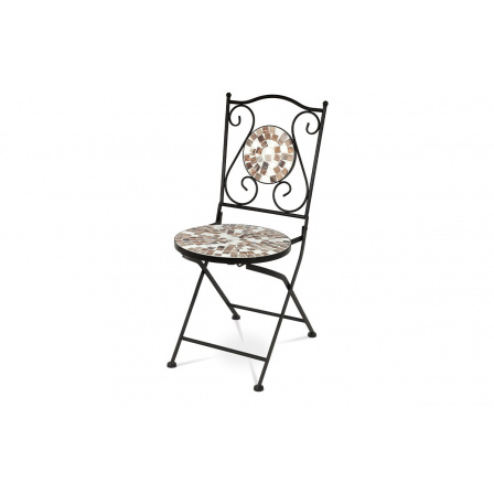 Záhradná stolička, keramická mozaika, kov, čierny lak (pre stôl JF2206)