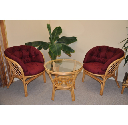 Ratanová sedacia súprava bahama malý medový vankúš MAXI vínový keper