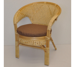 Ratanové kreslo Kina medový vankúš hnedé zvýraznenia