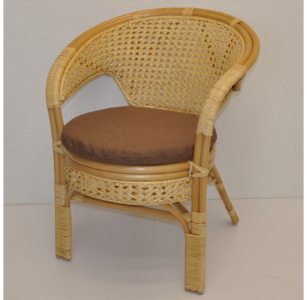 Ratanové kreslo Kina medový vankúš hnedé zvýraznenia Ratanové kreslo Kina medový vankúš hnedé zvýraznenia