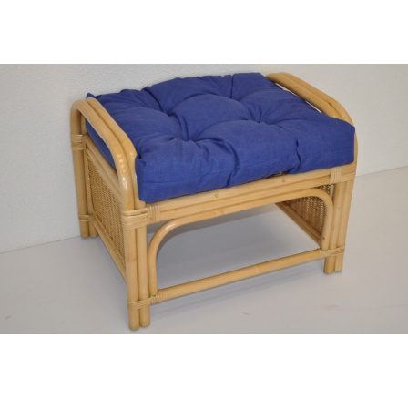 Ratanová stolička Ušný medový vankúš tmavomodré zvýraznenie