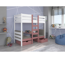 Poschodová posteľ s matracom BART 200x90 White+Pink
