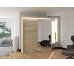 Posuvná skriňa so zrkadlom a LED osvetlením VIKI 180 Sonoma+Sonoma