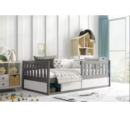 Inteligentná jednolôžková posteľ pre deti v grafitovej farbe s matracom 80 x 160