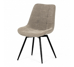 Jedálenská stolička, béžová látka, čierny kov, otočný mechanizmus 90°/90° (L/P) - funkcia reset