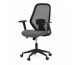 Stolička kancelárska, látka čierna, hojdací mechanizmus, kolieska pre tvrdé povrchy