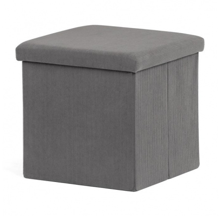 Taburet s úložným priestorom, sivá menčestrová látka