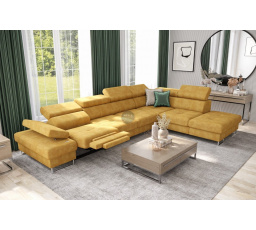 Rohová sedacia súprava GALAXY, relax s funkciou spania 225X350 cm - žltá, pravá