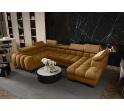 Rohová sedacia súprava ASPEN MAX II 195x350x170 cm prírodná koža - ľavá, Koža horčicový mat