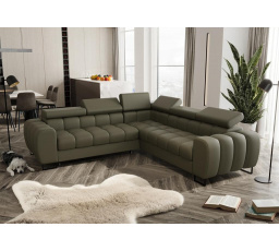 Rohová sedacia súprava ASPEN MAX 260x260 cm prírodná koža - ľavá, Olivová koža