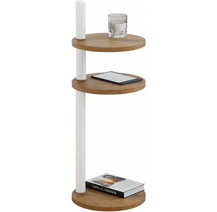 Odkladací stolík Claro II okrúhly Ø30 cm – rôzne farby na výber – Dub Lancelot, Biely mat Odkladací stolík Claro II okrúhly Ø30 cm – rôzne farby na výber – Dub Lancelot, Biely mat