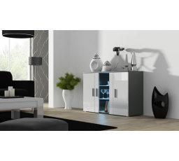 Komoda SOHO S-7, Sivá/Biely lesk