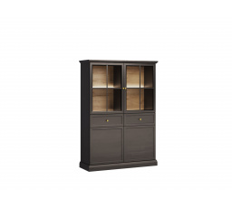 Vitrína LUCCA W4D2S, Čierna s LED osvetlením