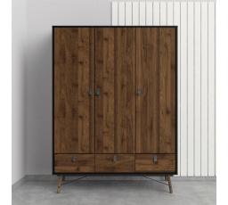 Šatní skriňa RAIN, Čierny mat/Orech