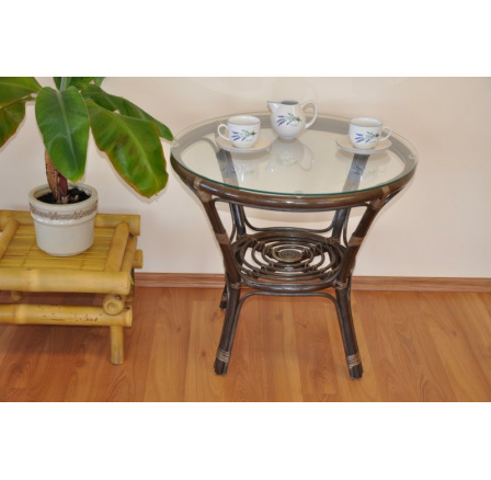 Stôl Bahama hnedý so sklom