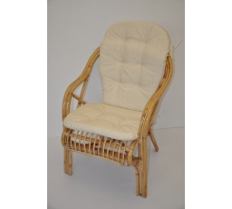 Ratanové Kreslo Mandurah s béžovým polstrovaním