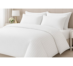 Hotelové obliečky 140x220, 70x90cm Atlas gradl Biela - česaná 145g/m2, prúžok 2cm