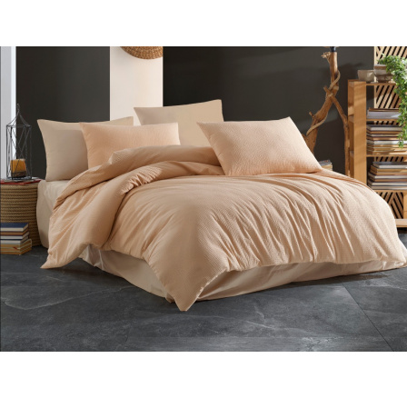 Predĺžené obliečky krep UNI 140x220, 70x90cm Béžové nitkový gombík