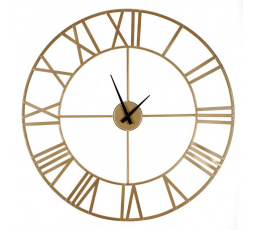 Hodiny nástěnné - pr. 65 cm, kov, římské číslice, zlatá barva
