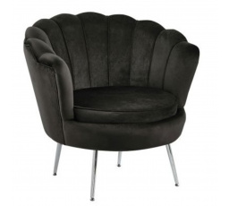 Kreslo velvet čierne /nohy strieborné/ LC-032-1