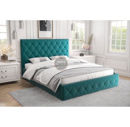 Posteľ ROMA - 160x200, Kovová na plynových zdvihákoch, tyrkysová