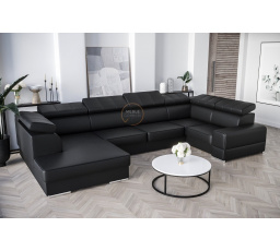 Rohová sedacia súprava ROYAL MAX I 210x375x185 - čierna eko koža, pravá