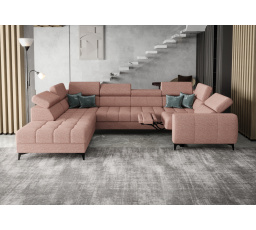 Rohová sedacia súprava PORTO MAX I, relax 225X350X193 cm - ľavá, ružová
