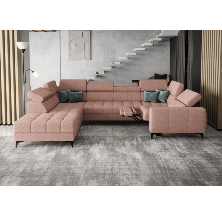 Rohová sedacia súprava PORTO MAX I, relax 225X350X193 cm - ľavá, ružová