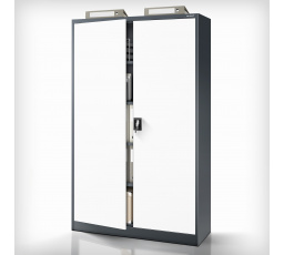 Kancelárska kovová skriňa na dokumenty antracitovo-biela JAN II, 1150 x 1850 x 400 mm