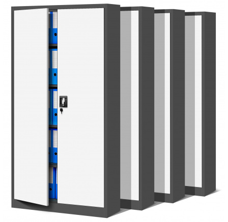 Sada 4x kancelárska kovová skriňa na dokumenty JAN H, 900 x 1950 x 400 mm, antracitovo-biela