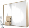 Šatníková skriňa NICEA 255 so zrkadlom, biela + dub Artisan
