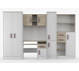 Detská izba MACIUS, Biela Mat/Dub Sonoma/Fialová