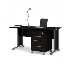 Písací stôl OFFICE 80400/35, Čierna/Strieborná sivá