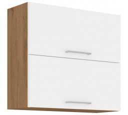 Kuchynská horná skrinka VEGA 80GU72-2F, Dub lancelot/Biely lesk