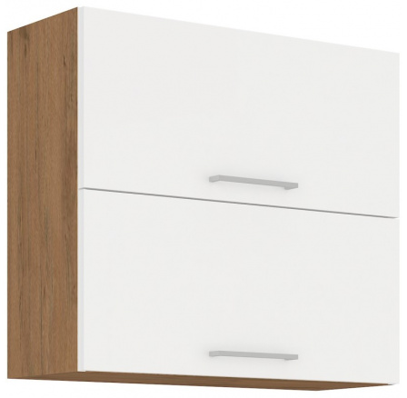 Kuchynská horná skrinka VEGA 80GU72-2F, Dub lancelot/Biely lesk