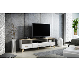 TV komoda LOTTA 180 (3S3K), biela / dub sonoma