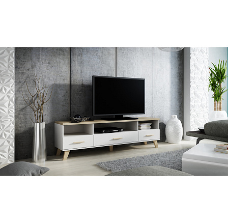 TV komoda LOTTA 180 (3S3K), biela / dub sonoma TV komoda LOTTA 180 (3S3K), biela / dub sonoma