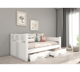 Jednolôžková posteľ BIBI s matracom 200x90 Biela+Biela