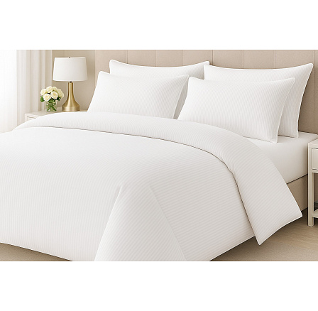 Hotelové obliečky 140x220, 70x90cm Atlas gradl Biela - česaná 145g/m2, prúžok 4 mm hotelový uzáver