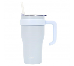 Termohrnček s uchom a slamkou Miami 600ml biely