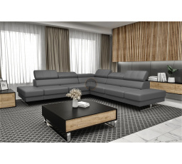 Rohová sedacia súprava EMPORIO MAX 300 x 300 prírodná koža - Sivá koža